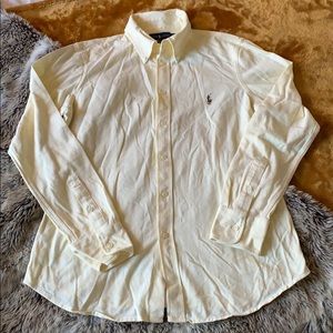 Yellow knitted button down shirt